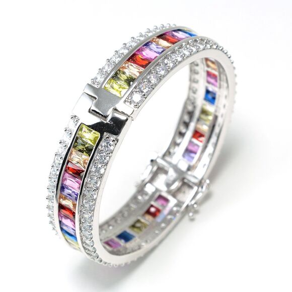 Silver Topaz and Morganite Bracelet - Exquisite Handcrafted Gemstone Jewelry - Picture 1 of 5